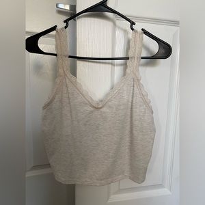 American Eagle Lace Trim Cropped Tank Top